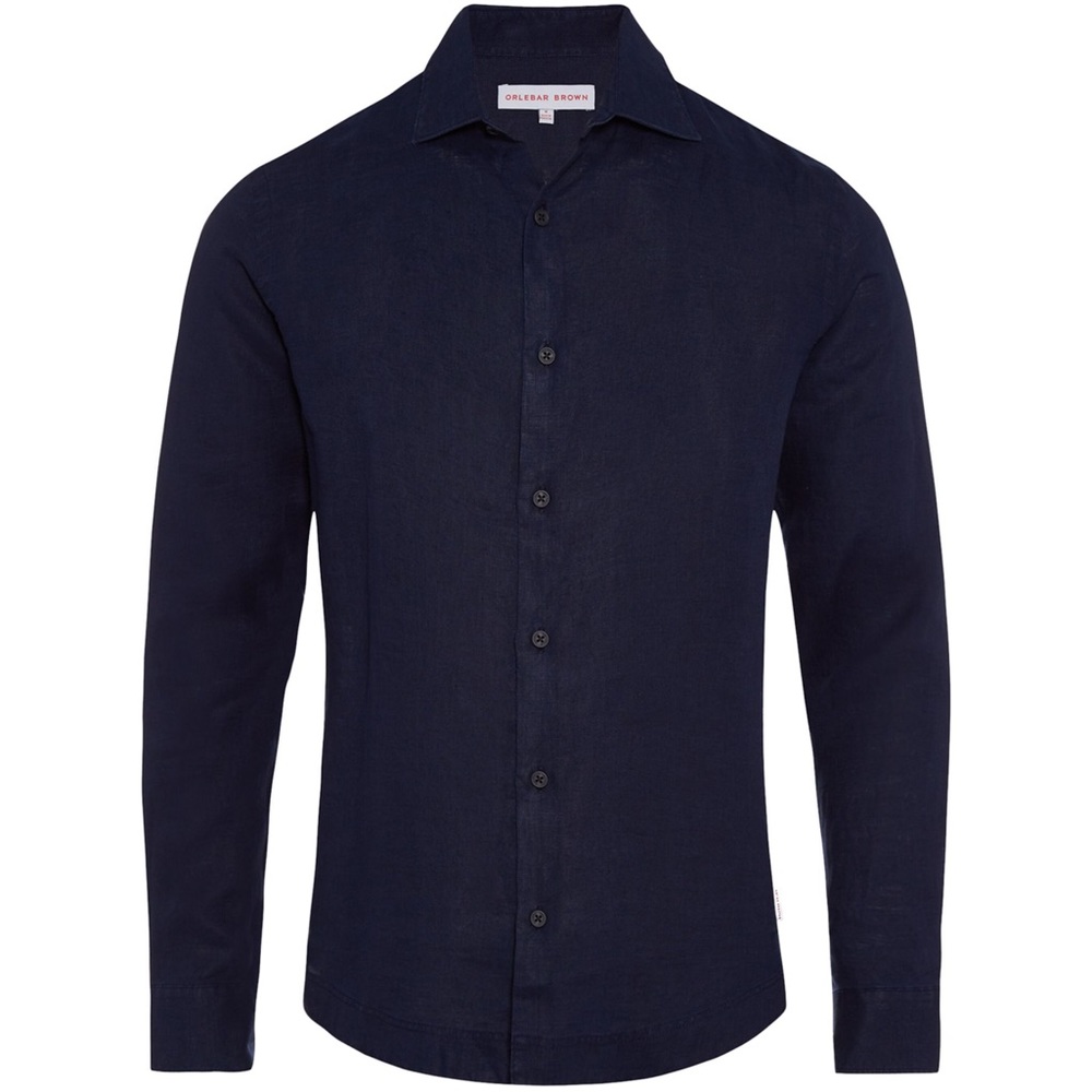 Orlebar Brown Cutaway Collar Linen Shirt